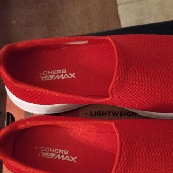 Skechers Women's Red Mesh Slip-On Sneakers - Picture 7 of 8